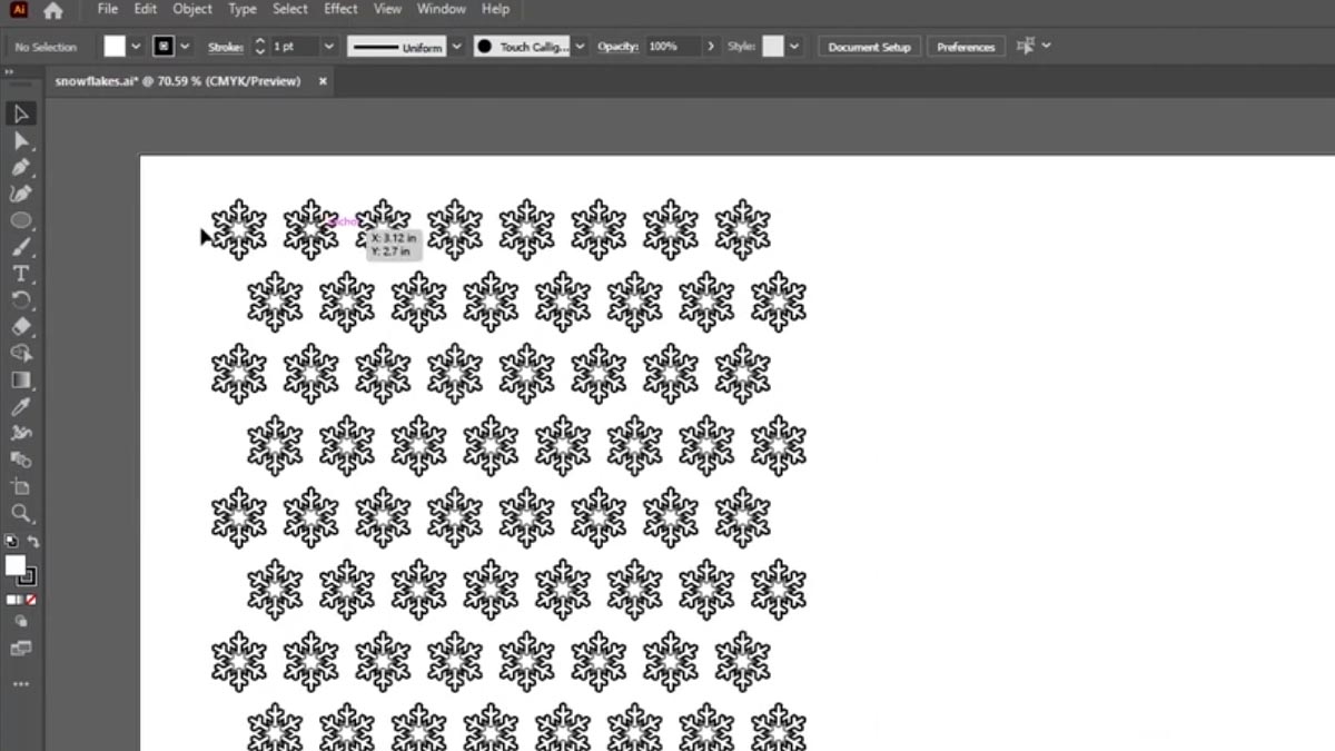 snowflake design in grid pattern