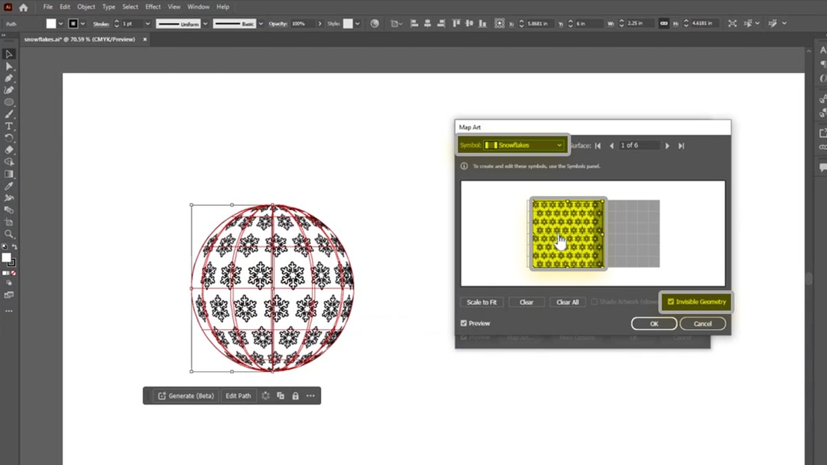 Map the symbol pattern to the 3d shape