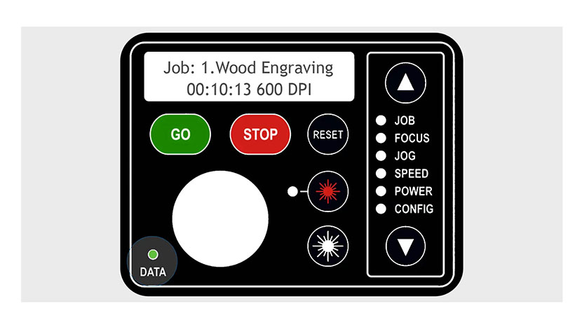 The Data Light button on the control panel.