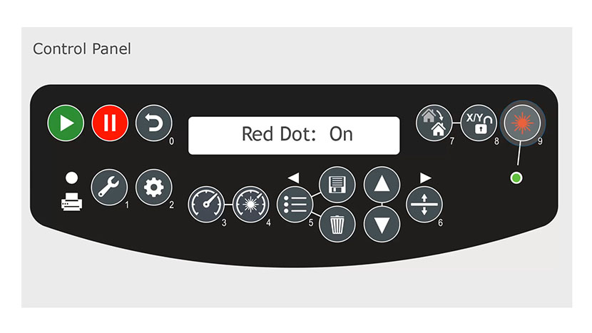 The Red Dot Pointer displayed as 'On' in the control panel.