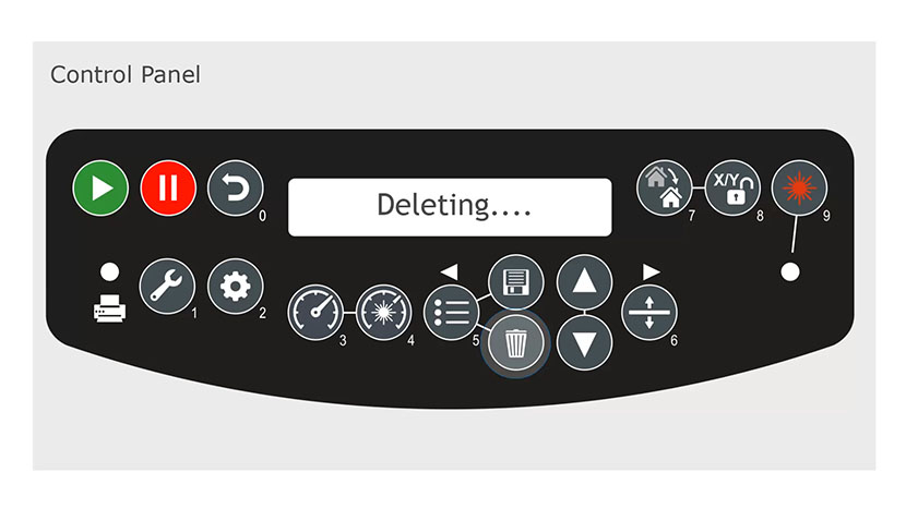 The Job Delete button in the control panel.