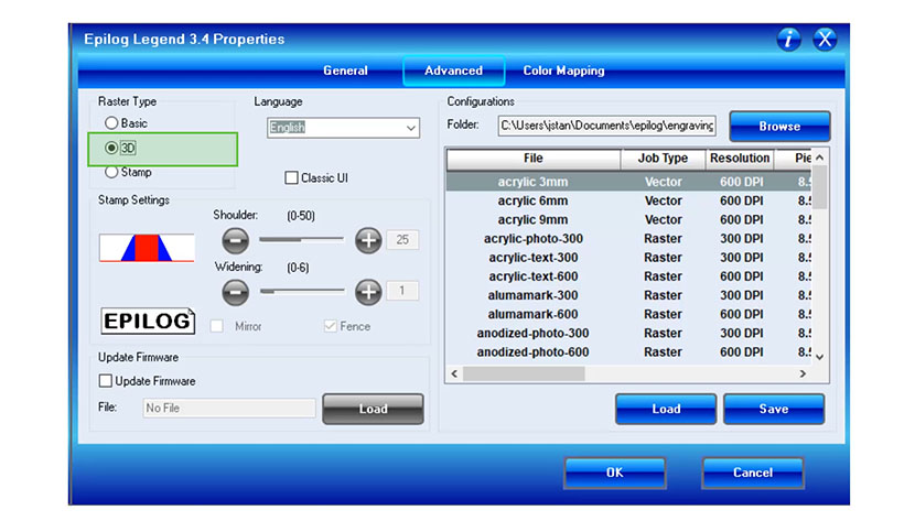 The 3D Raster Type setting in the Legend print driver.