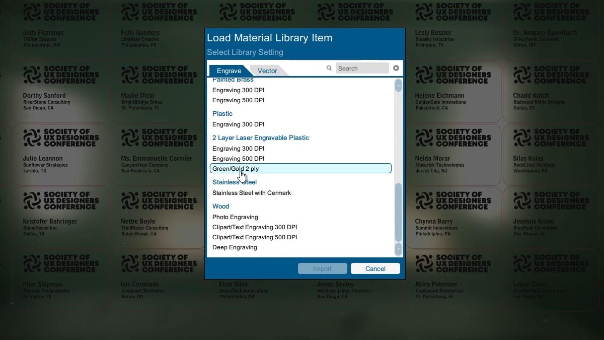 Import your material settings