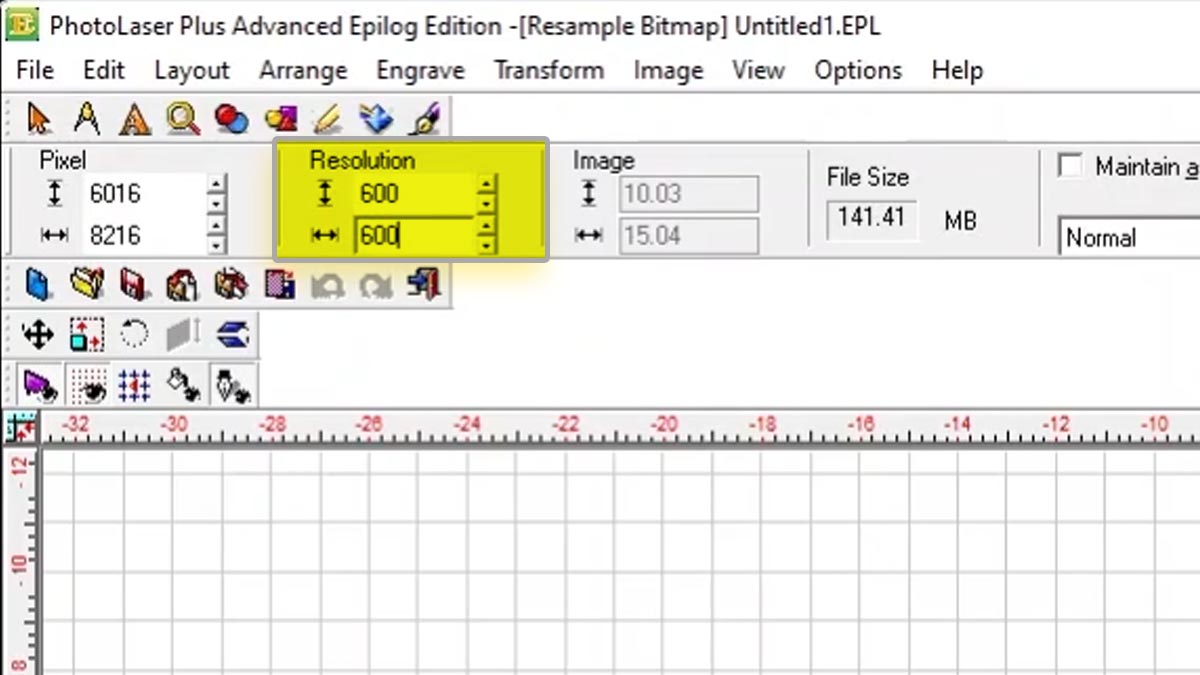 change the resolution to match the dpi