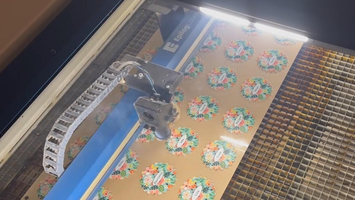 the laser cuts the keychaings precisely regardless of sheet placement