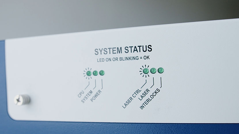 Close-up of the system status lights.