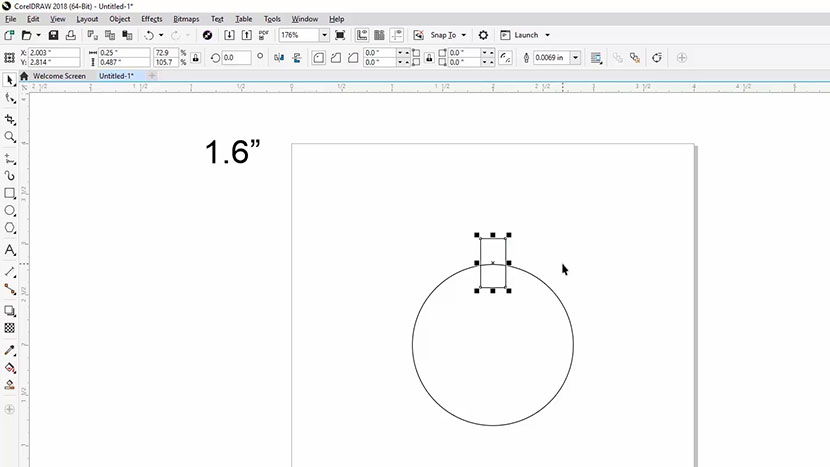 Creating a rectangle in the jig design for the keychain eyelet.