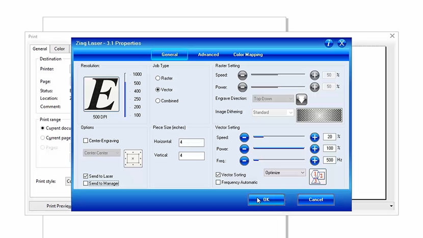 The Epilog Zing print driver.